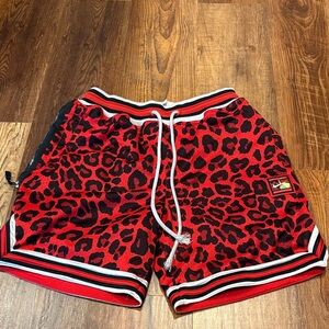 Mens Red Leopard Nike Basketball Shorts